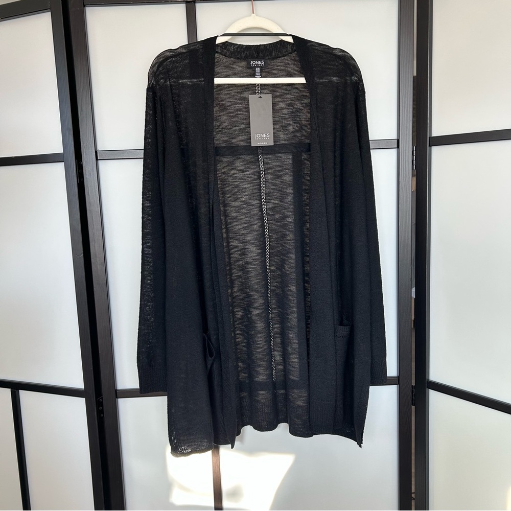 [3X] NWT Jones New York Black Lightweight Beachy Boho Knit Duster Cardigan